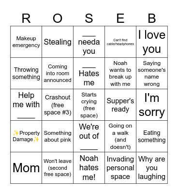 Rose Bingo Card