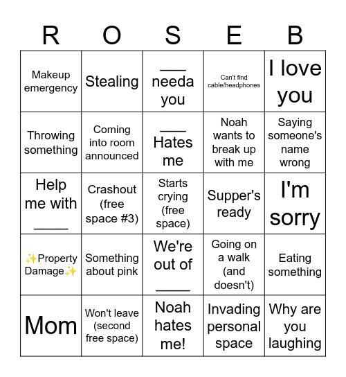 Rose Bingo Card