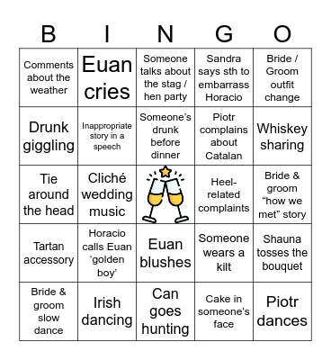 Euan & Shauna's Wedding Bingo Card
