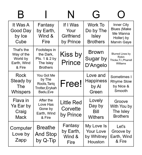 Smooth Bingo Card