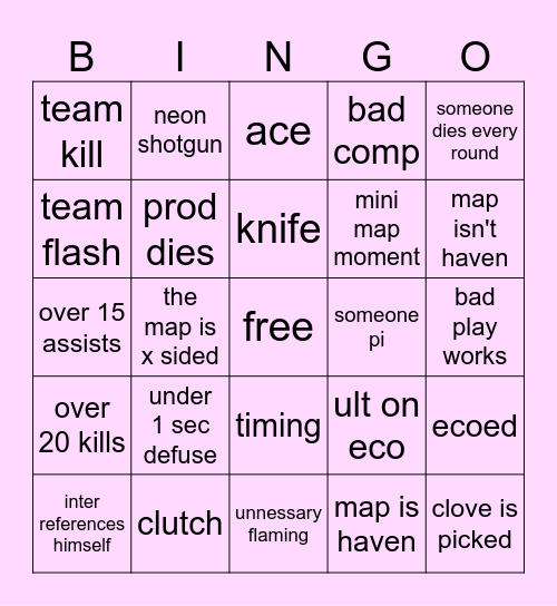 expert show case Bingo Card