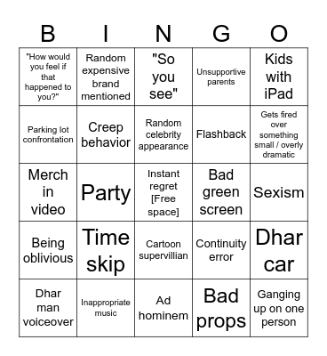 Dhar Man Bingo Card