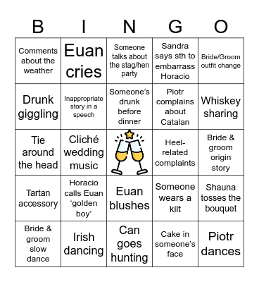 Euan & Shauna's Wedding Bingo Card