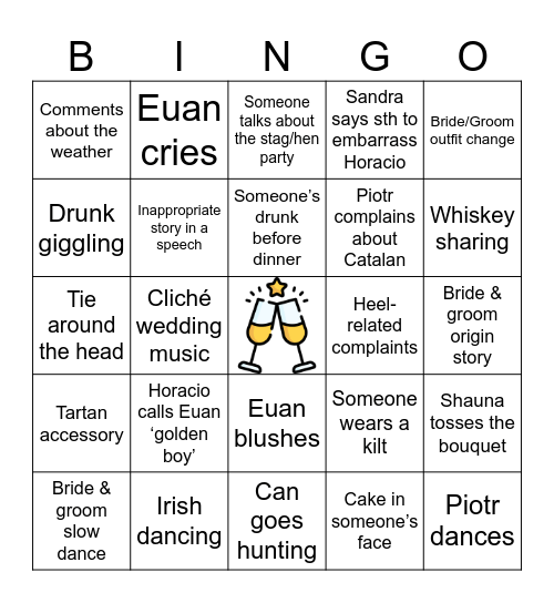 Euan & Shauna's Wedding Bingo Card