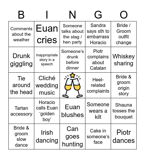 Euan & Shauna's Wedding Bingo Card