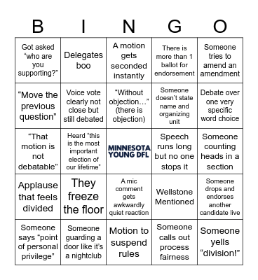 MYDFL State Convention Bingo Card