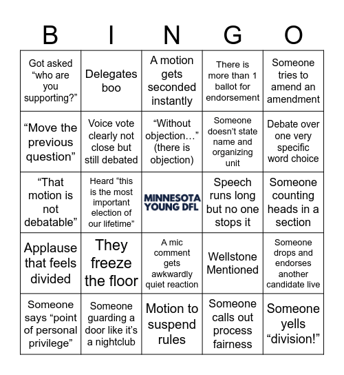 MYDFL State Convention Bingo Card