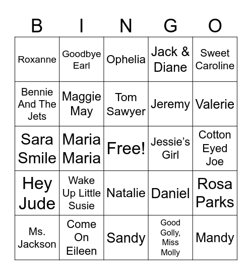 What’s In a Name? Bingo Card