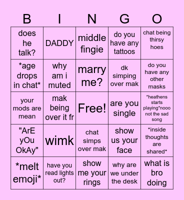 Dev is live and we got bored Bingo Card