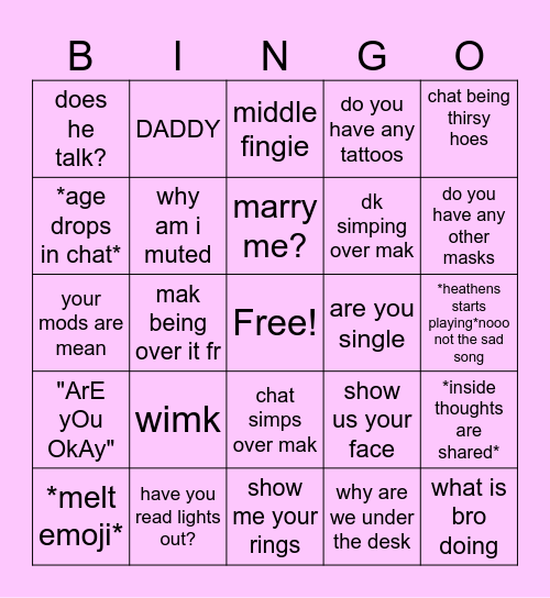 Dev is live and we got bored Bingo Card