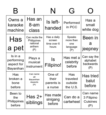 BARKADA BINGO Card