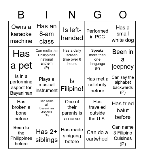 BARKADA BINGO Card