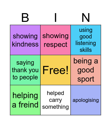 respectful relationships Bingo Card