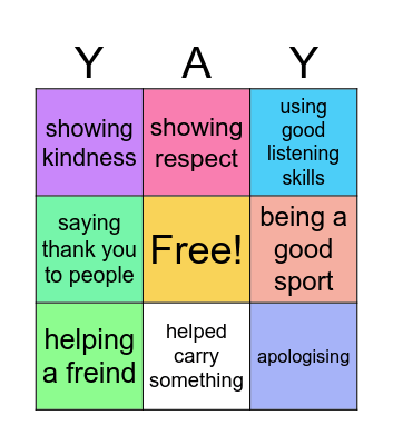 respectful relationships Bingo Card