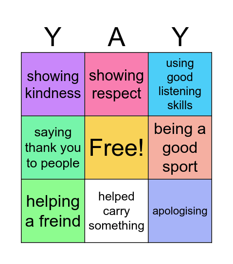 respectful relationships Bingo Card