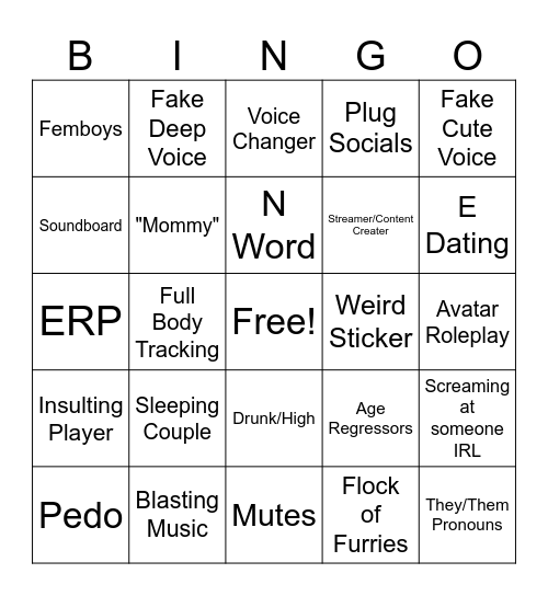 VRChat Bingo Card