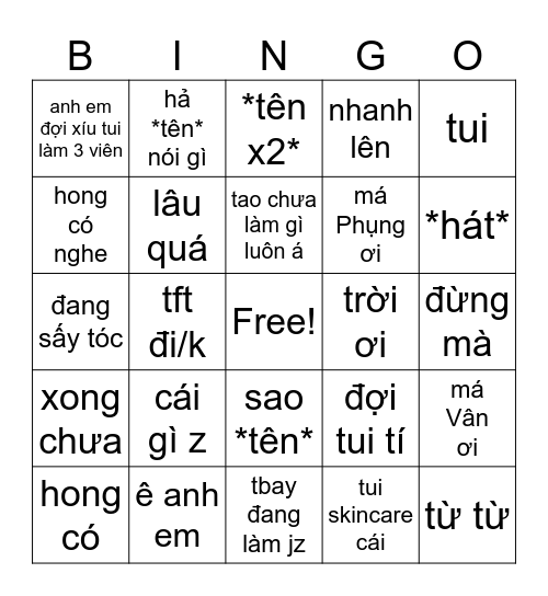 Ako Bingo Card