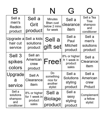 Stylist Bingo Game  Bingo Card