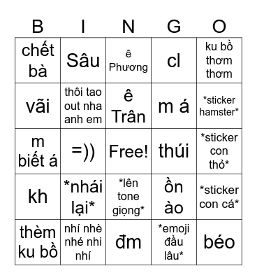 Xy Bingo Card