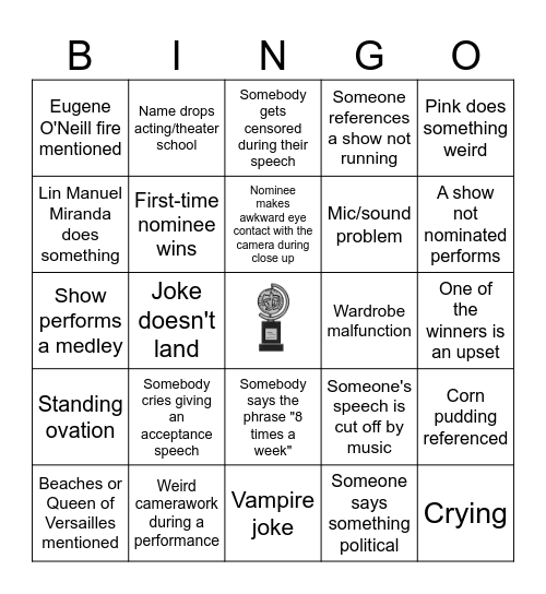 Tony Awards 2026 Bingo Card