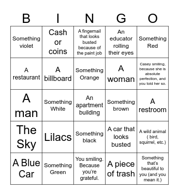 Photo Bingo Card