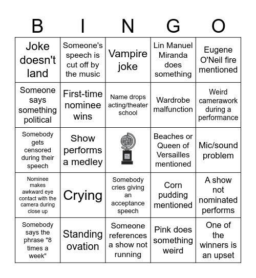 Tony Awards 2026 Bingo Card