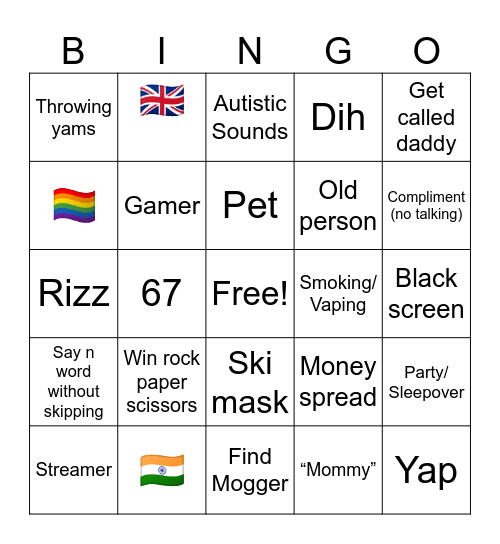 Obingle Bingo Card