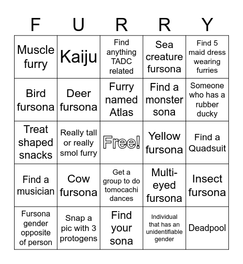Fwa Scavenger Hunt Bingo Card