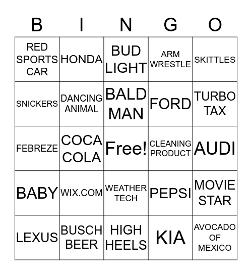 2017 COMMERCIAL BINGO Card