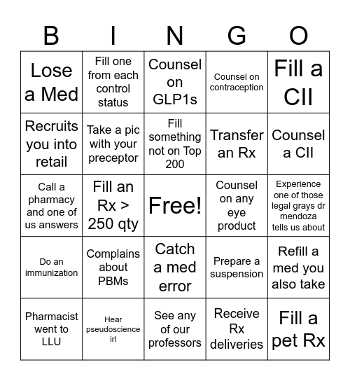 IPPE Bingo Card