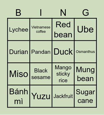 Asian foods that might become trends Bingo Card