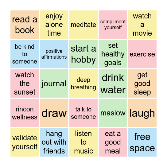 Play For Piece of Mind Bingo Card
