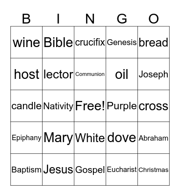 FAITH BINGO - FAITH FAMILIES Bingo Card