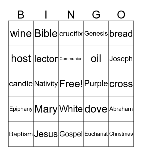 FAITH BINGO - FAITH FAMILIES Bingo Card