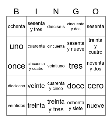 Bingo Números 1-100 Bingo Card