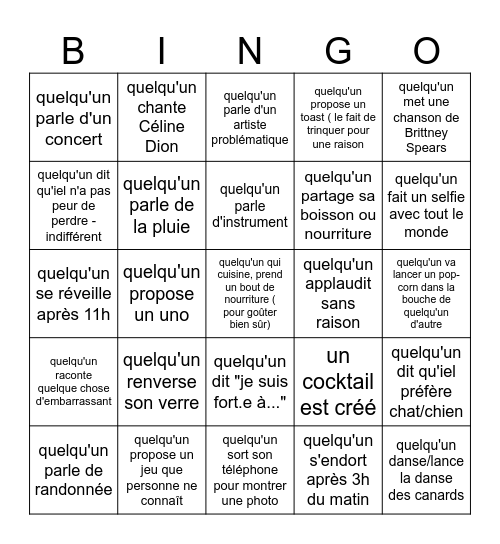 Mission secrète . Bingo Card
