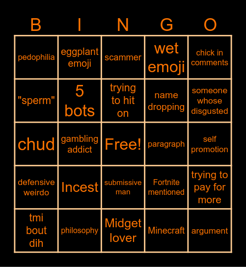PH COMMENTS Bingo Card