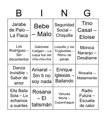 Bingo musical Bingo Card