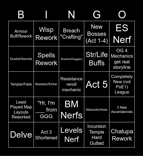 0.5 Release Bingo Card
