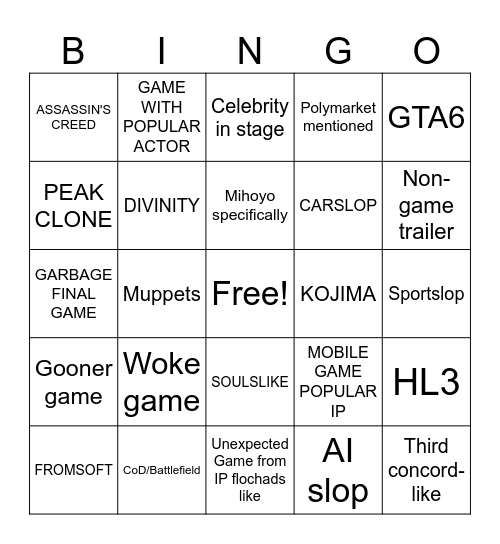 SGF BINGO Card
