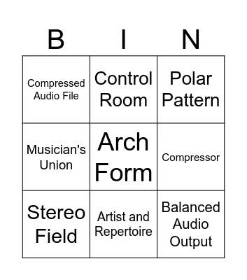 Music Technology NCFE Bingo Card