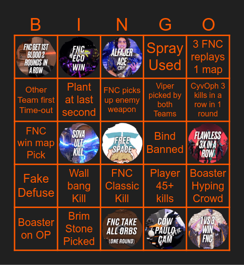 FNC vs Team Vitality (S1 26) Bingo Card