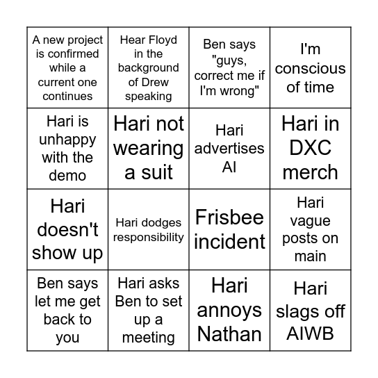 Meeting Bingo Card