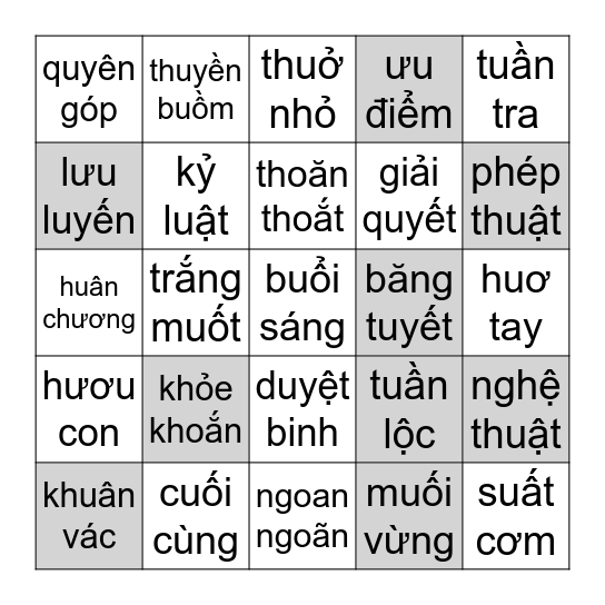 Bingo hàng xám thì có sôcôla Bingo Card