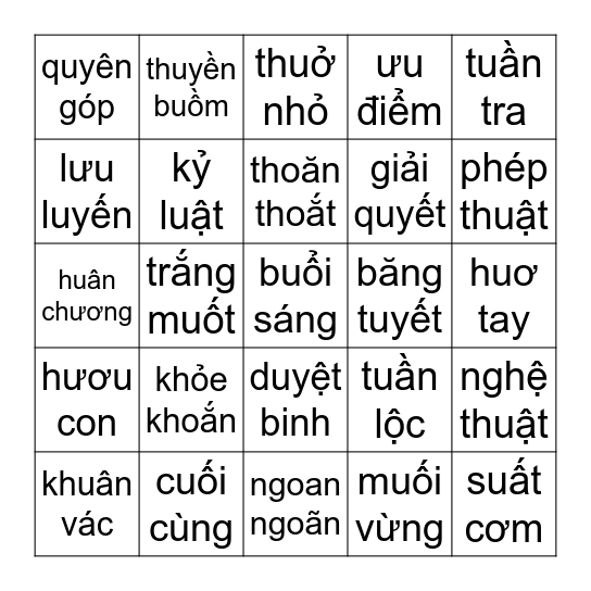 Bingo hàng xám thì có sôcôla Bingo Card