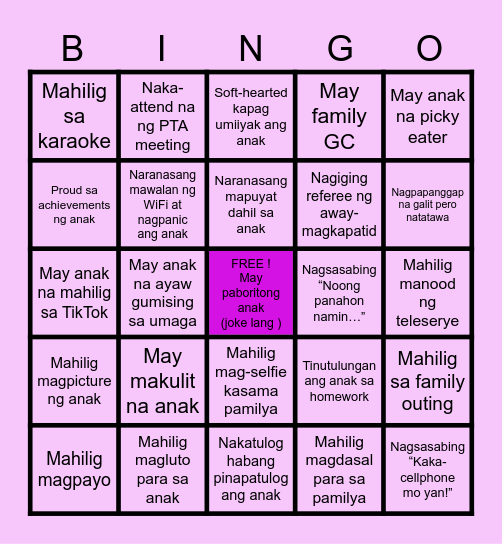 KIDDO BINGO Card