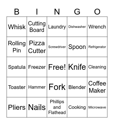 Household Items Bingo Card