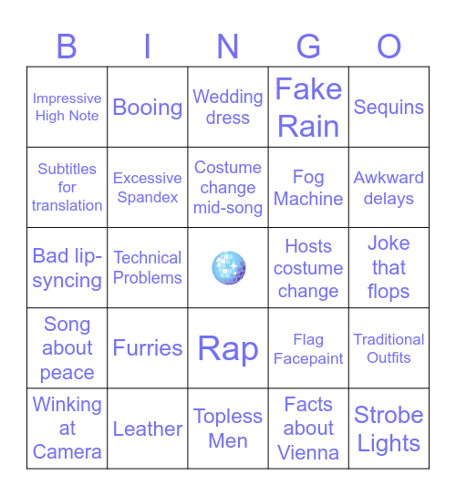 EUROVISION ‘26 🪩 Bingo Card