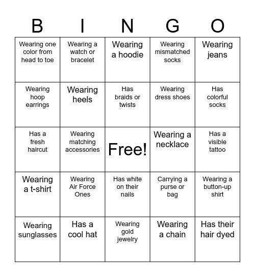 Senior Lunch Bingo Card
