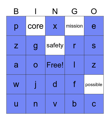 Mission: Core Possible Bingo Card